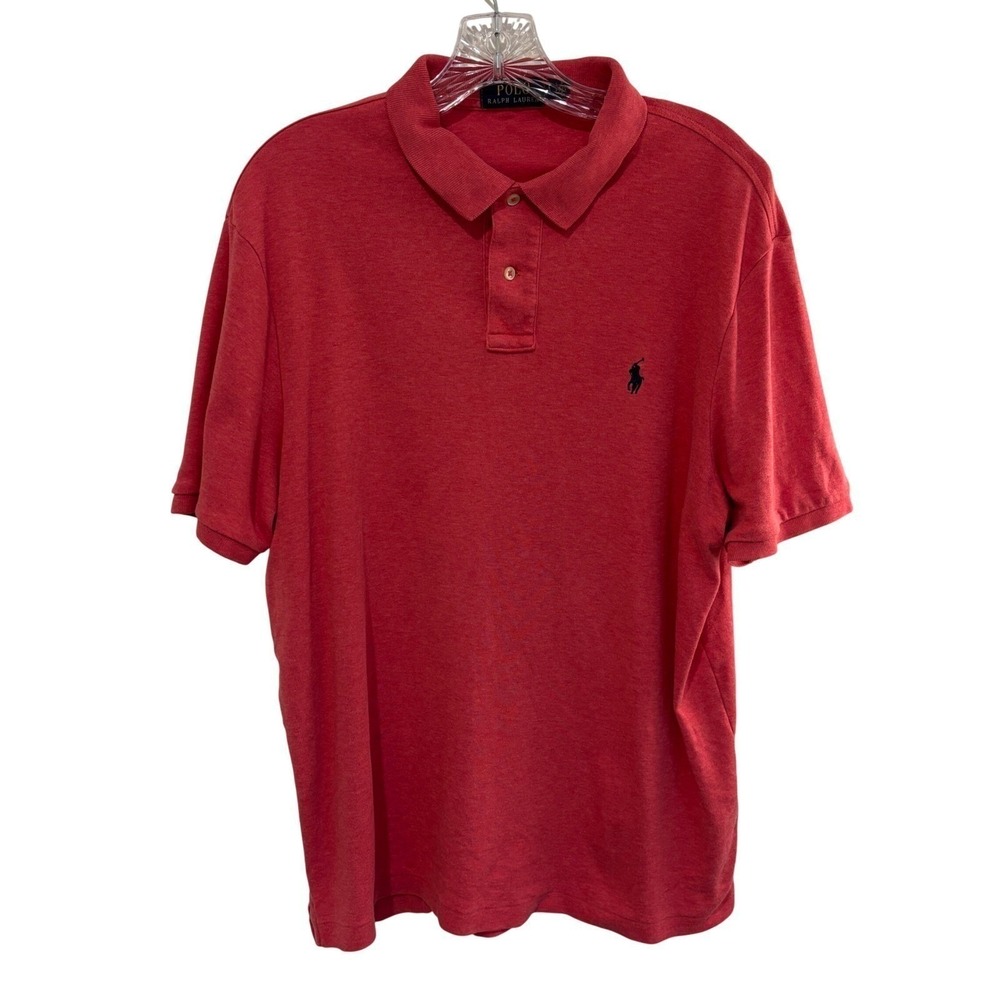 Polo Ralph Lauren Polo Shirt Mens L Red Heathered Short Sleeve Pony Logo